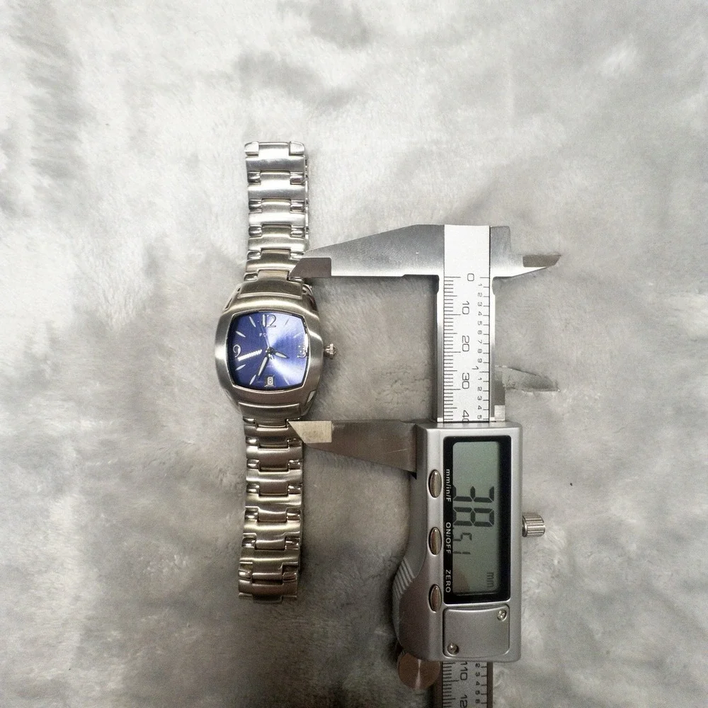 Vtg Fossil Arkitekt FS 2940 Blue Dial Silver Band 50 ATM